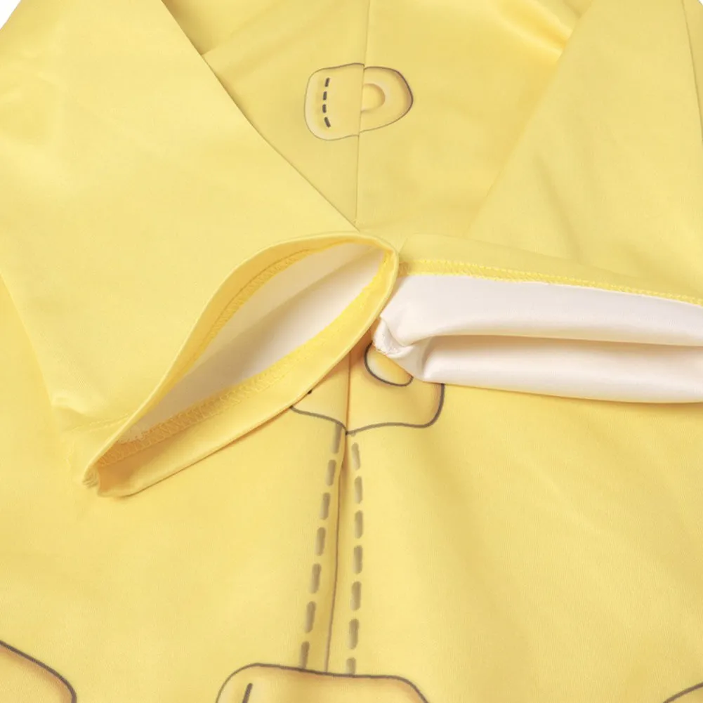 Kids Girls Little Nightmares Six Yellow Hooded Raincoat Dress Cosplay Costume Halloween Carnival Suit