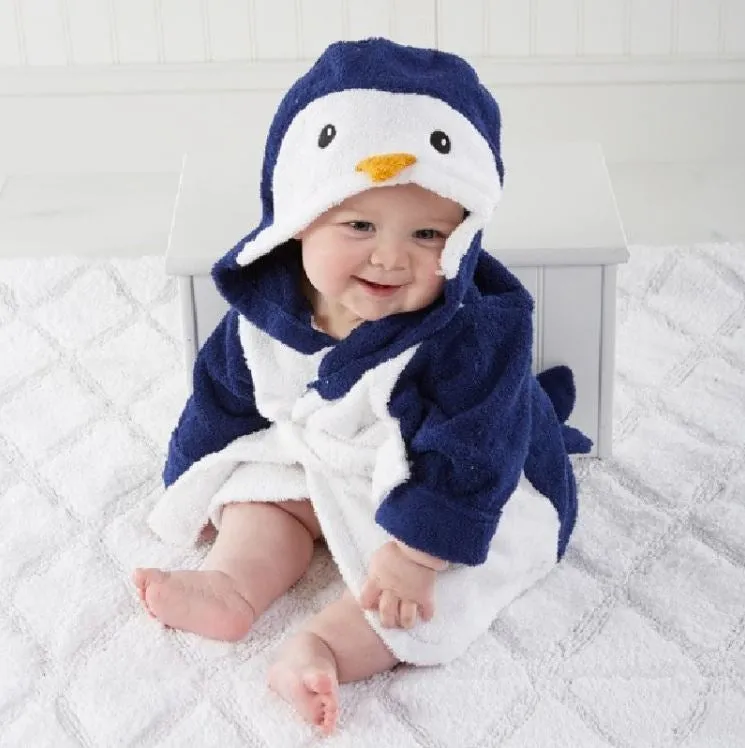 Kids Hooded Animal Bathrobes/Towels - 100% Cotton
