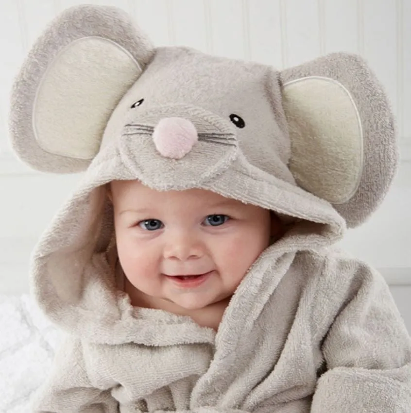 Kids Hooded Animal Bathrobes/Towels - 100% Cotton
