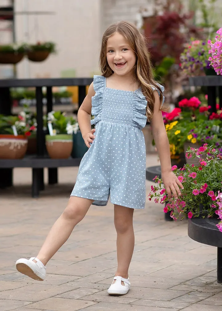 Kids Pebble Polka-Dot Woven Romper