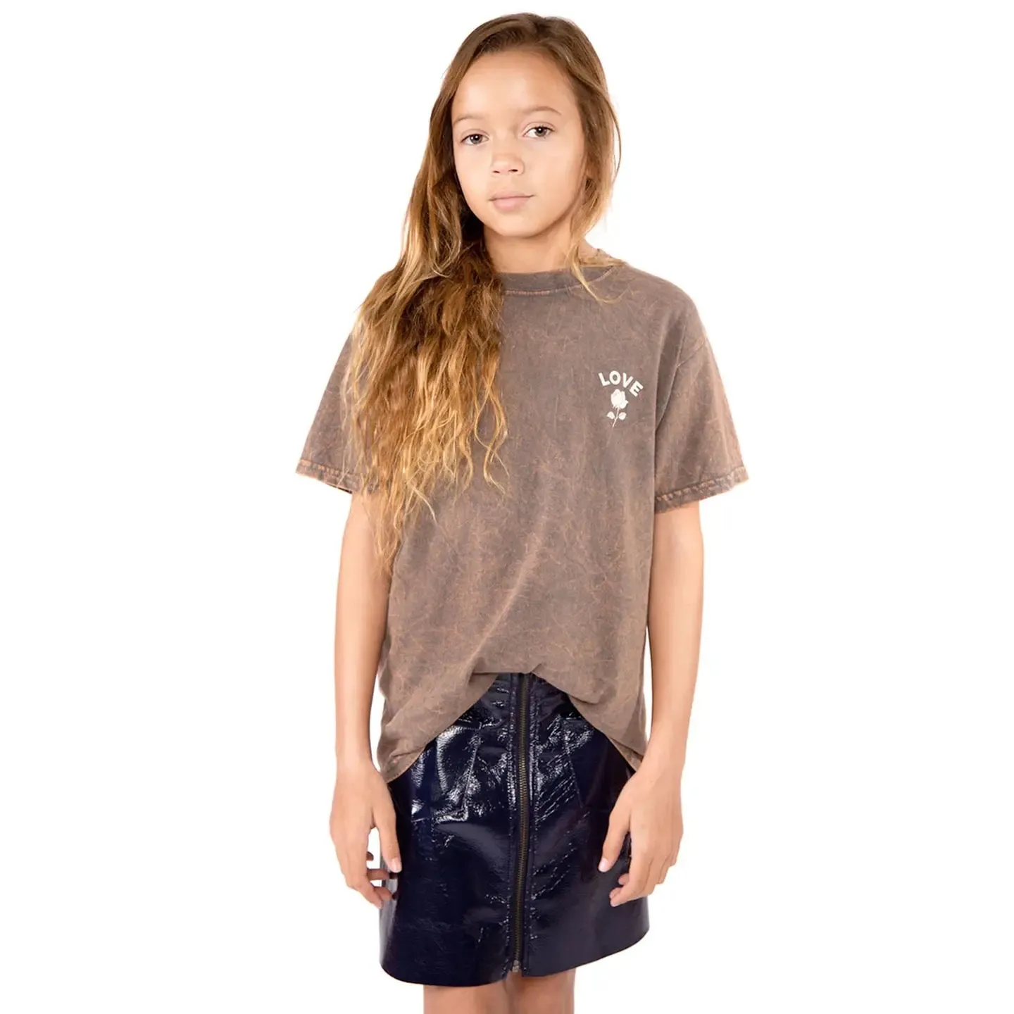 Kid's Vintage Charcoal/Brown Grey Love T-Shirt