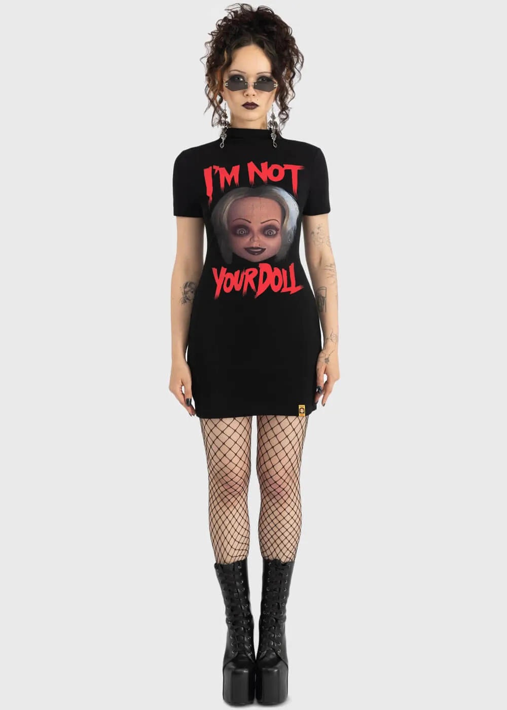 Killstar x Chucky You're A Real Doll Mini Dress Black