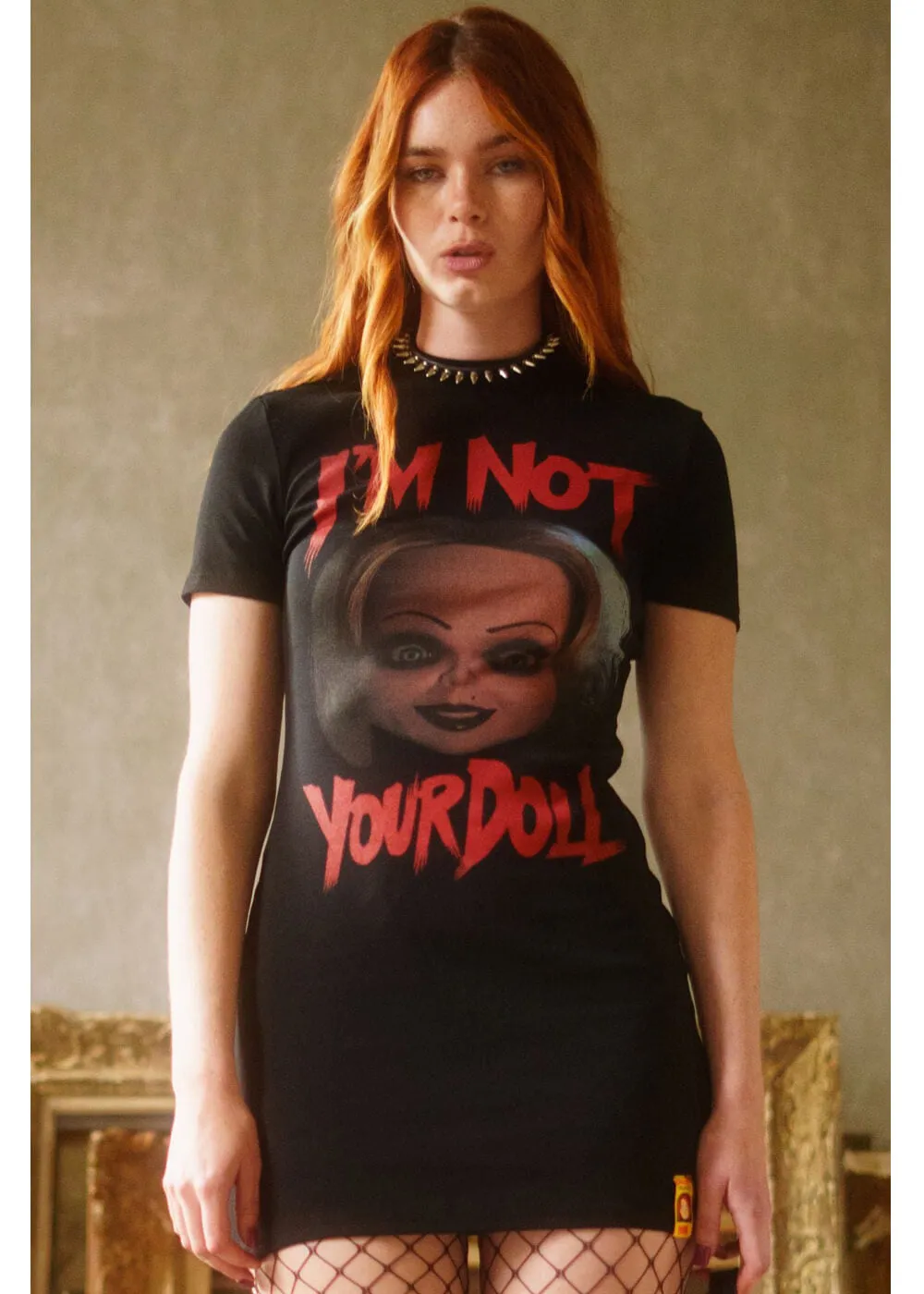 Killstar x Chucky You're A Real Doll Mini Dress Black