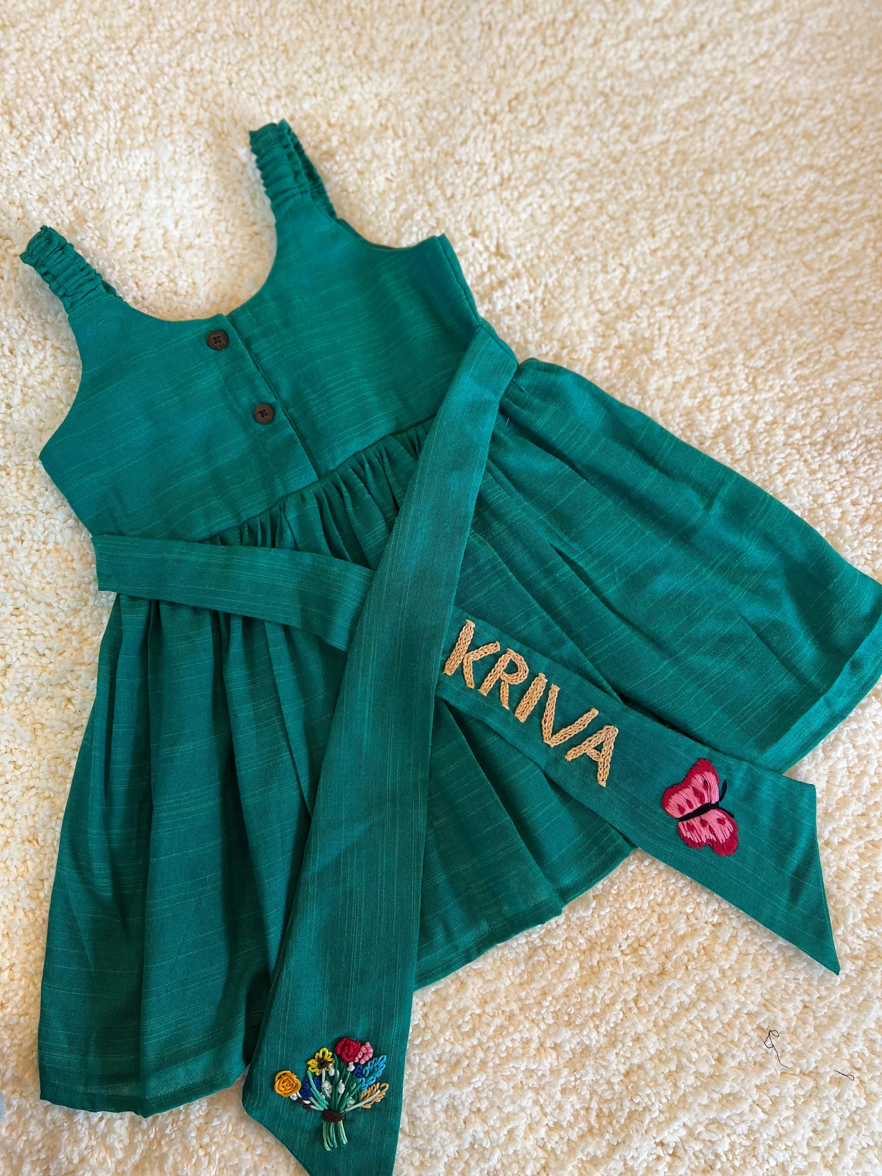 Klingaru Frock - Green Frock with Hand Embroidery (PRE ORDER)