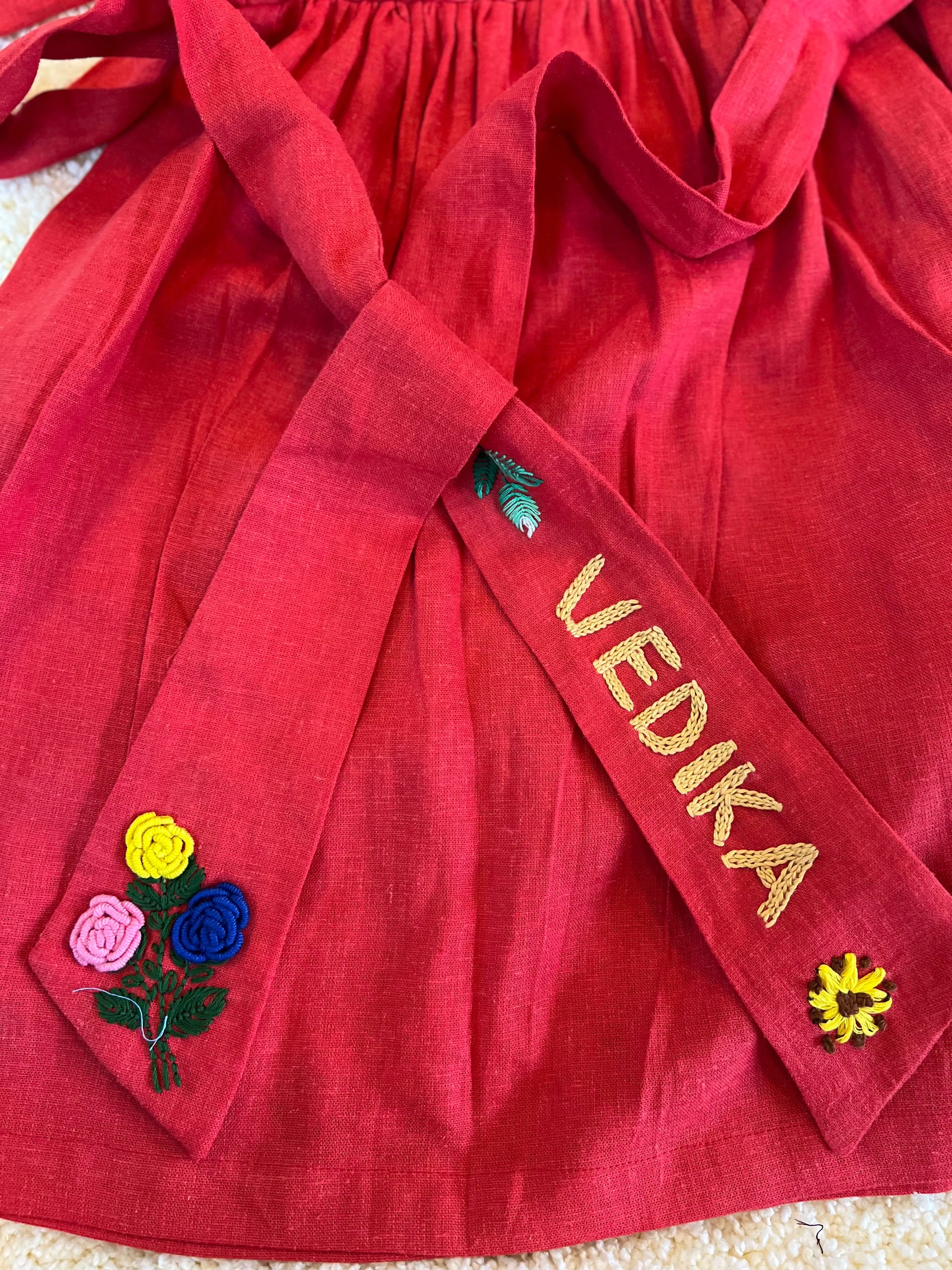 Klingaru Frock - Red Garden Frock with Hand Embroidery (PRE ORDER)