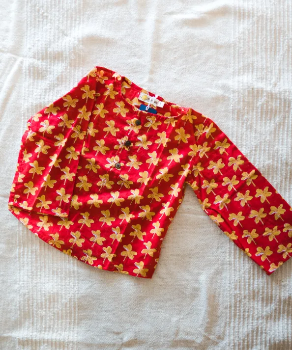 Klingaru Full Sleeves Unisex Short Kurta - Phool  ( Last Pieces )