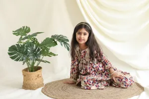 Klingaru Girls Sharara Set - Beige with Gota Lace Work