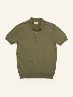 Knit Cotton Polo Shirt Army