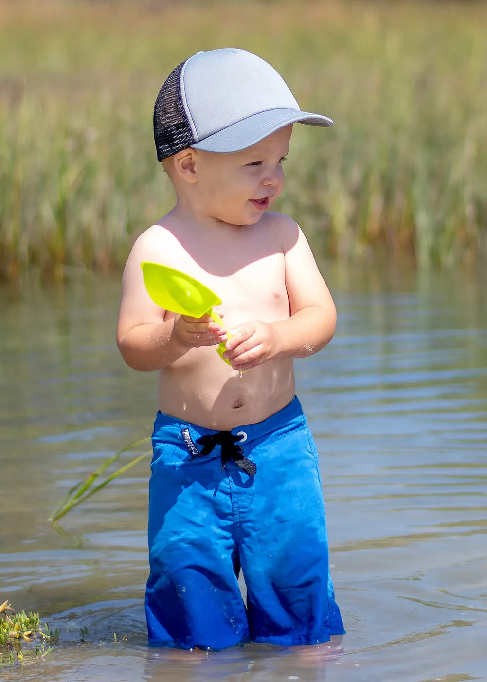 Knuckleheads Blue Swim Trunks Baby Boy Kids Grey Blue Shorts