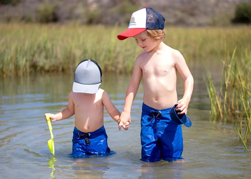 Knuckleheads Blue Swim Trunks Baby Boy Kids Grey Blue Shorts