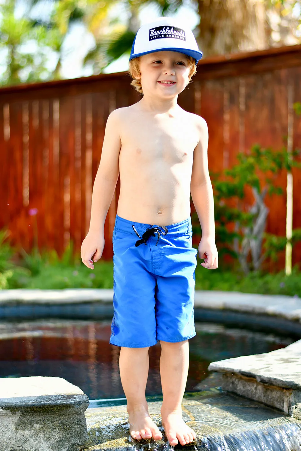 Knuckleheads Blue Swim Trunks Baby Boy Kids Grey Blue Shorts