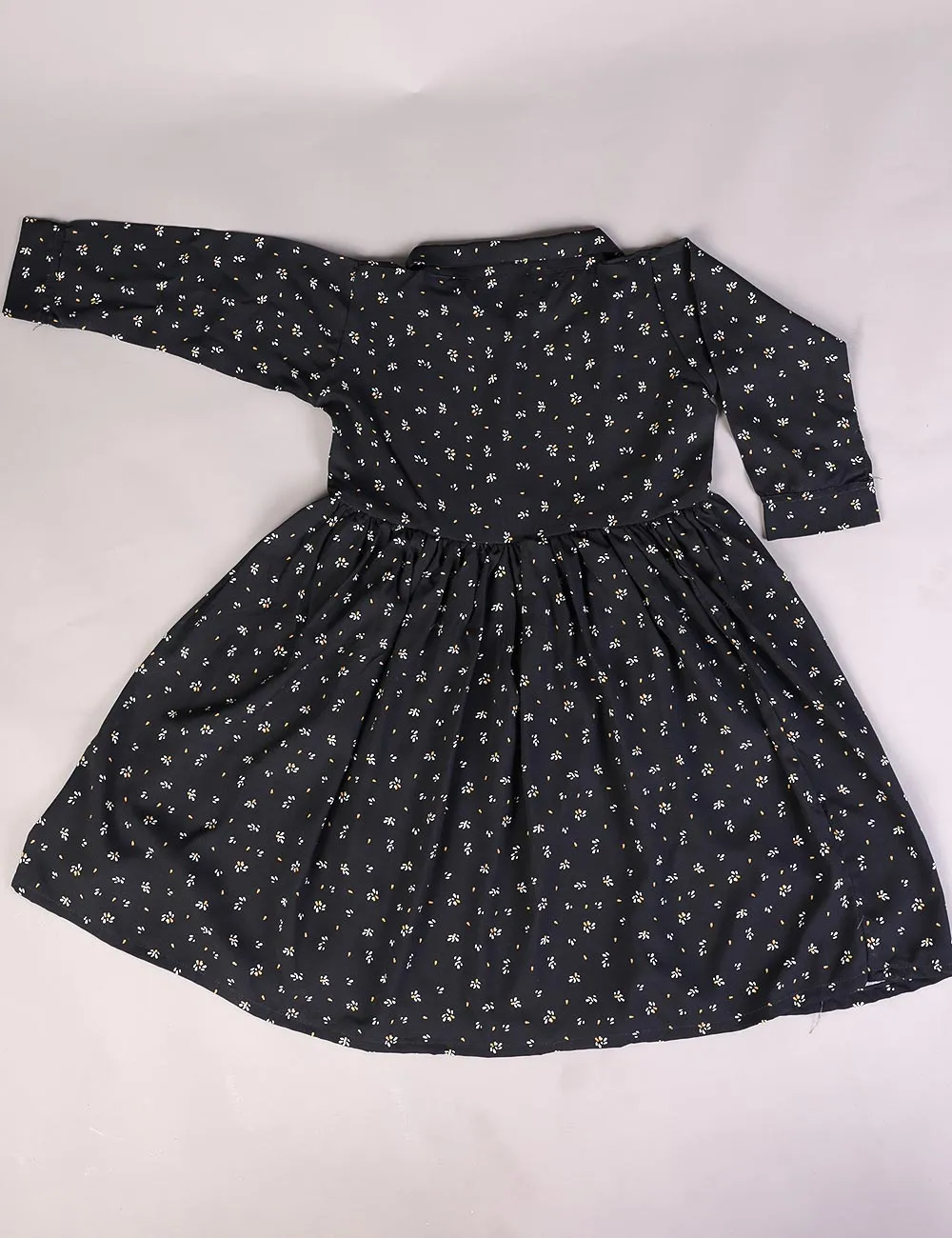 KOS-12-Black - Kids Linen Stitched Frock