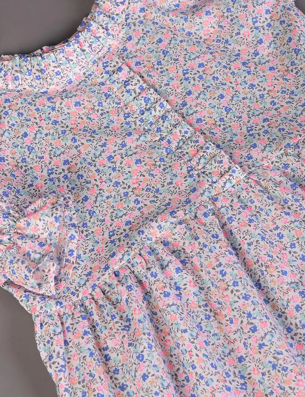 KOS-13-Multi - Kids Cotton Stitched Frock