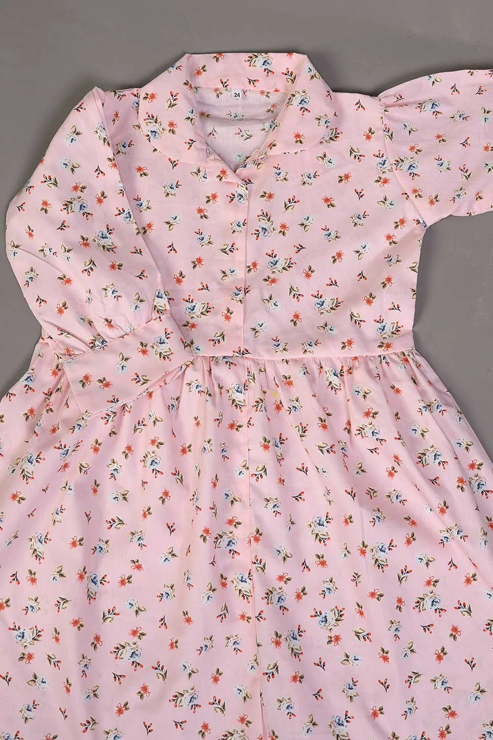 KOS-14-Pink - Kids Cotton Stitched Frock
