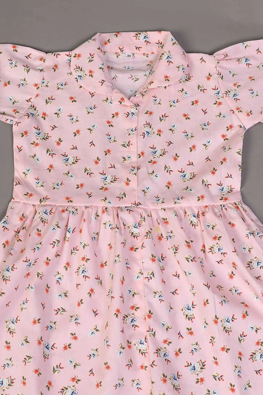 KOS-14-Pink - Kids Cotton Stitched Frock
