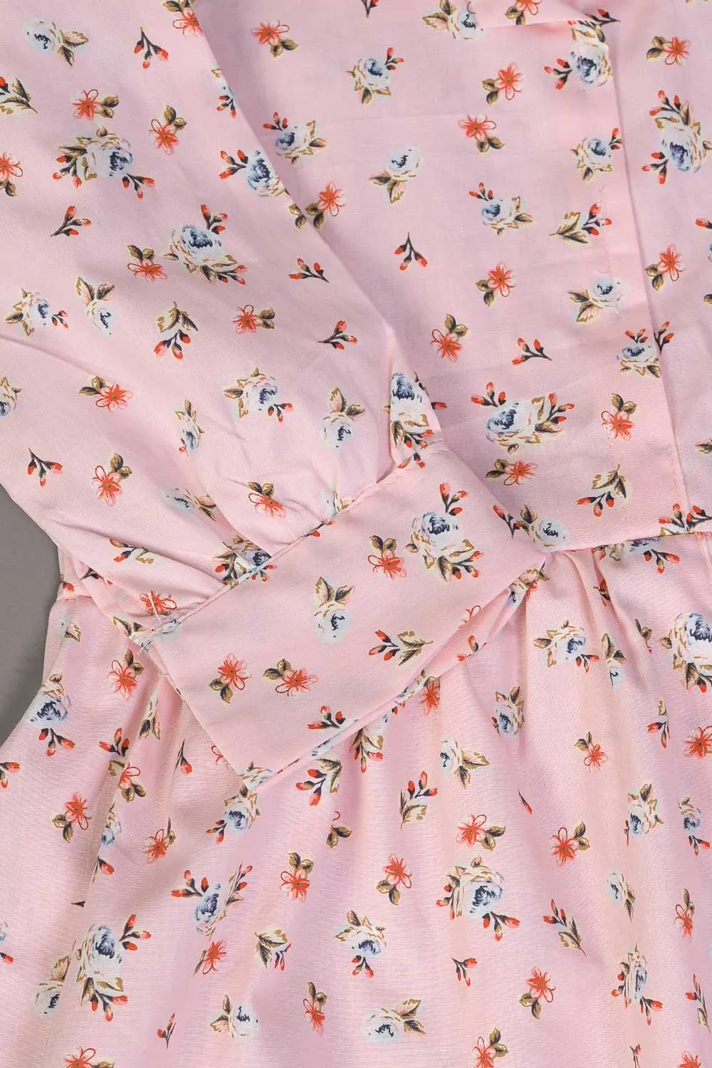 KOS-14-Pink - Kids Cotton Stitched Frock