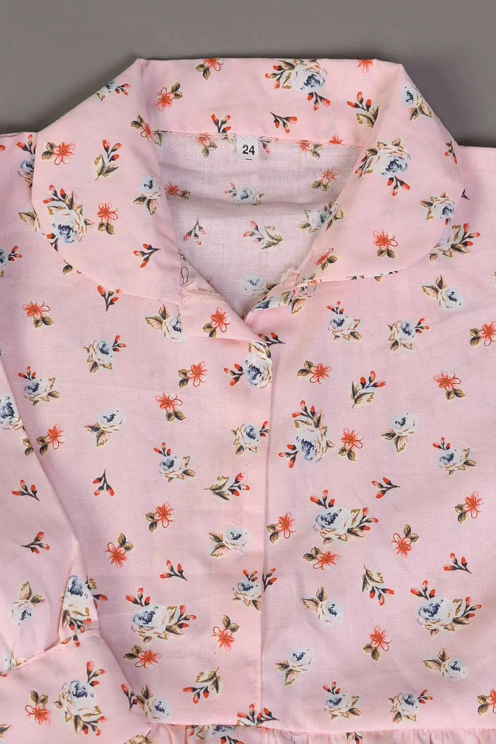 KOS-14-Pink - Kids Cotton Stitched Frock