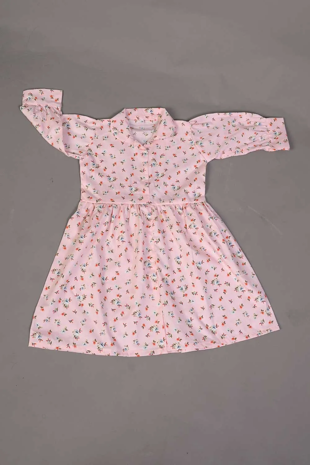 KOS-14-Pink - Kids Cotton Stitched Frock
