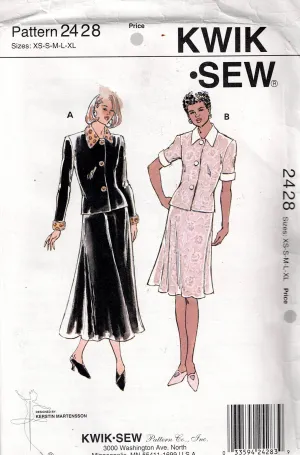 Kwik Sew 2428 Womens Stretch Tops & Skirts 1990s Vintage Sewing Pattern Size XS - XL UNCUT Factory Folded
