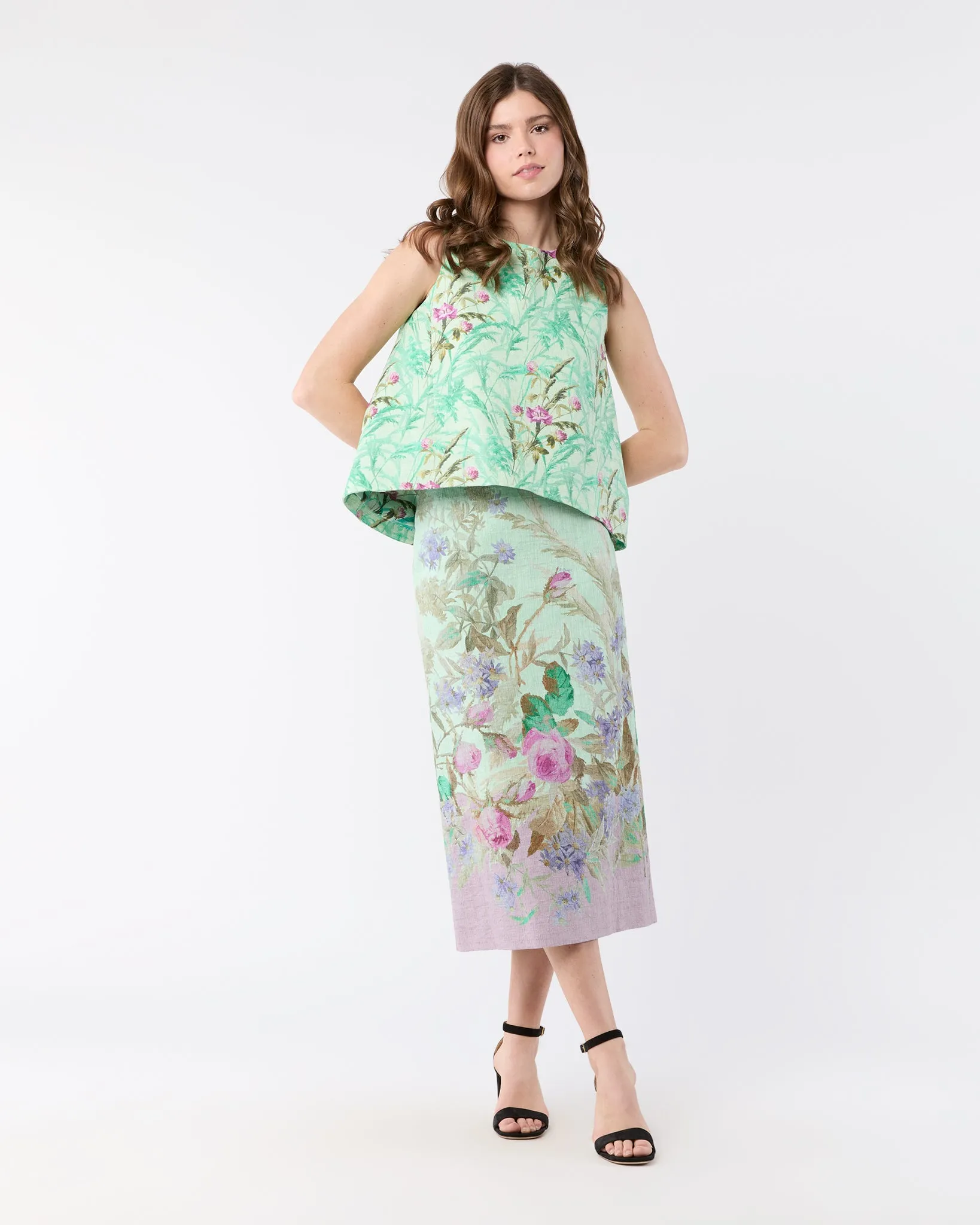 La Scala Top in Heath Mint Rustic Shot Cotton