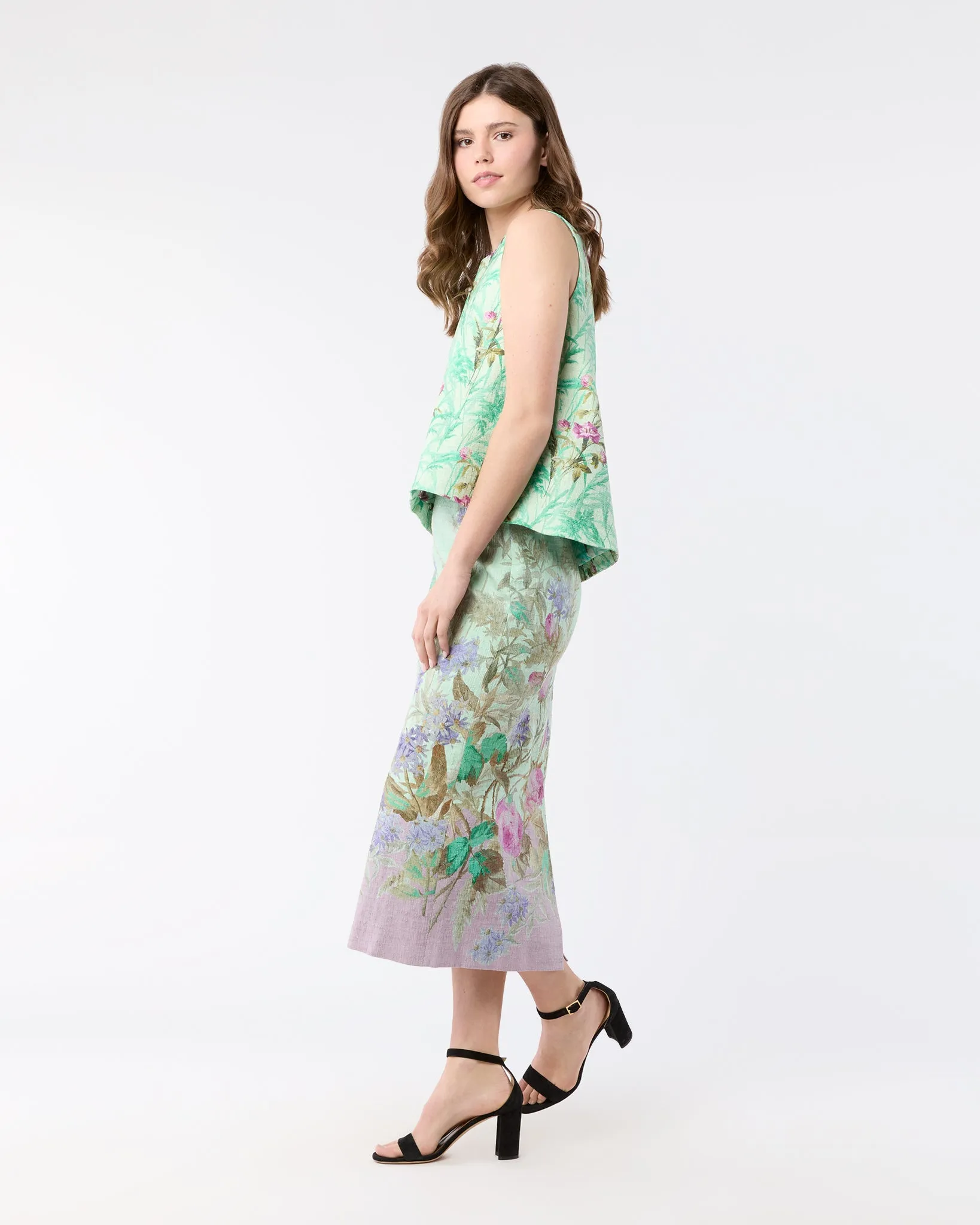 La Scala Top in Heath Mint Rustic Shot Cotton