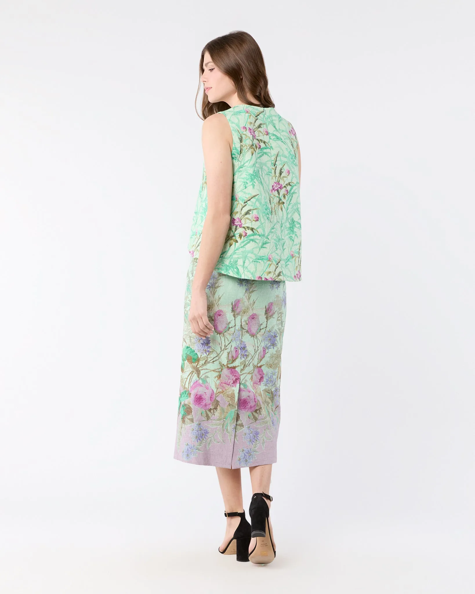 La Scala Top in Heath Mint Rustic Shot Cotton