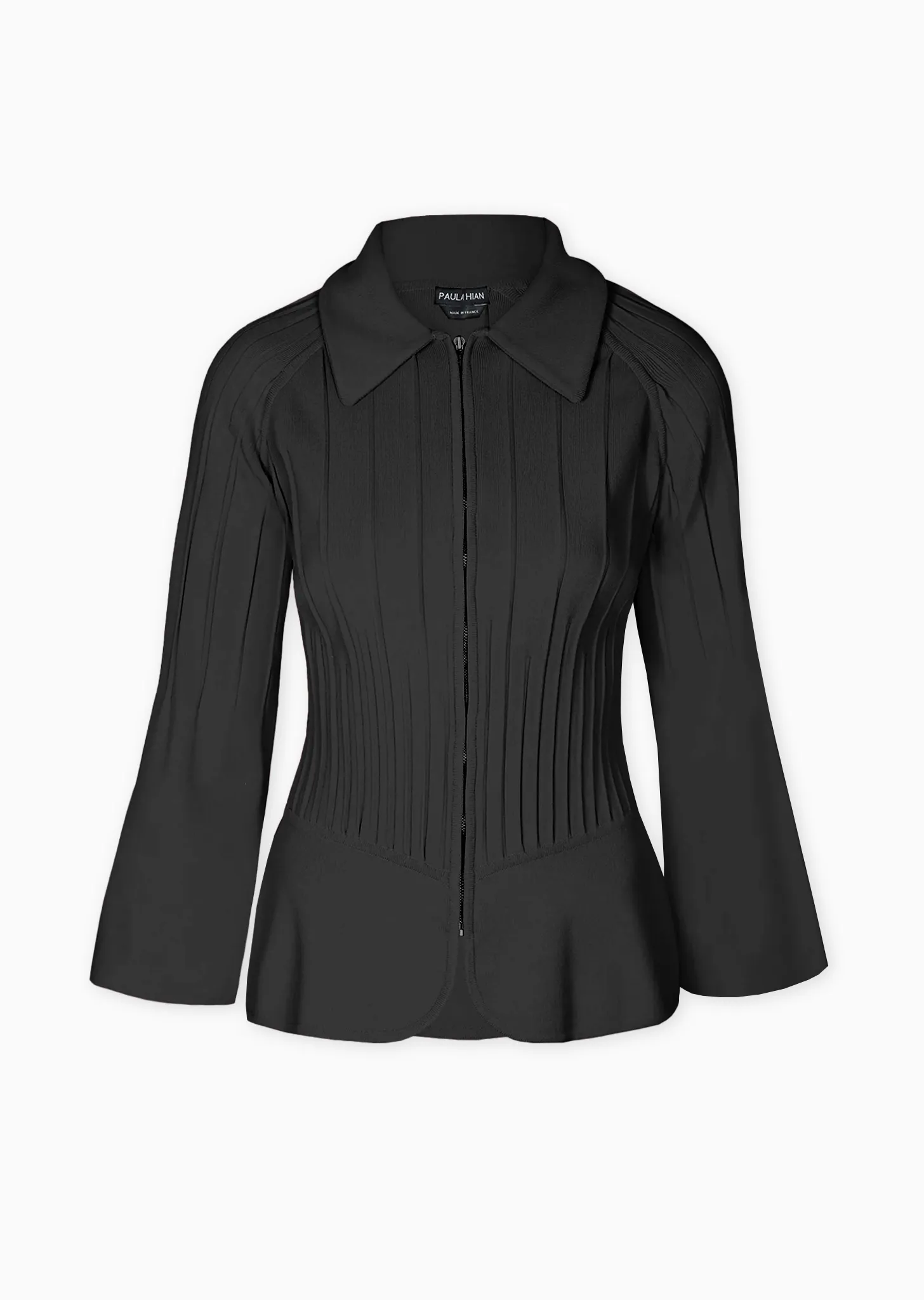Lacee - Pleated Collared Jacket with Bell Sleeves
