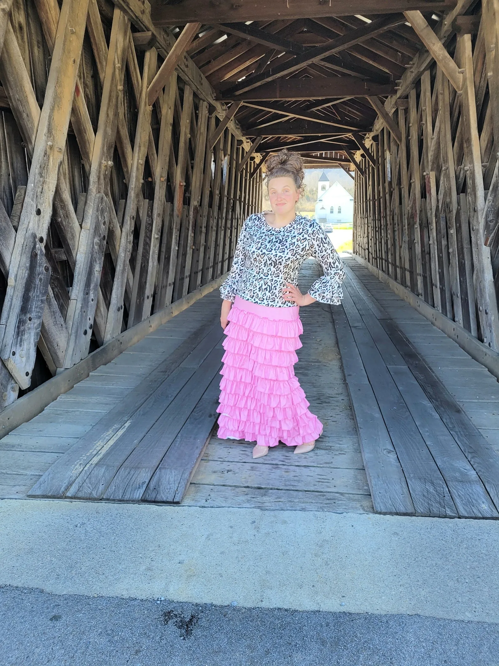 Ladies Pink Ruffle Skirts