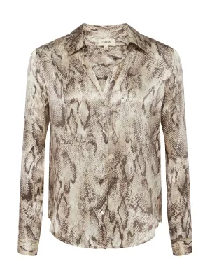 L'AGENCE Tyler Tan Multi Snake Silk Blouse