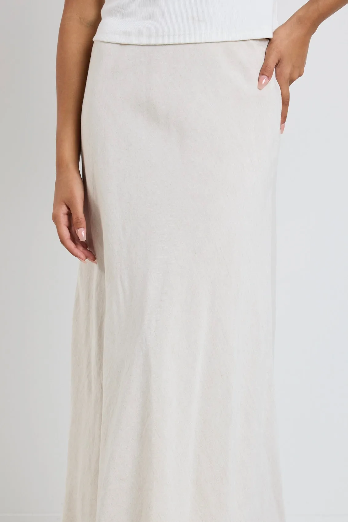 Lagos Natural Linen Blend Bias Cut Maxi Skirt