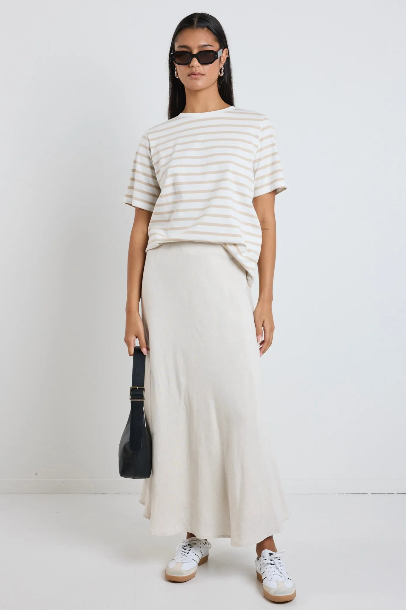 Lagos Natural Linen Blend Bias Cut Maxi Skirt