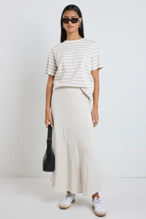Lagos Natural Linen Blend Bias Cut Maxi Skirt