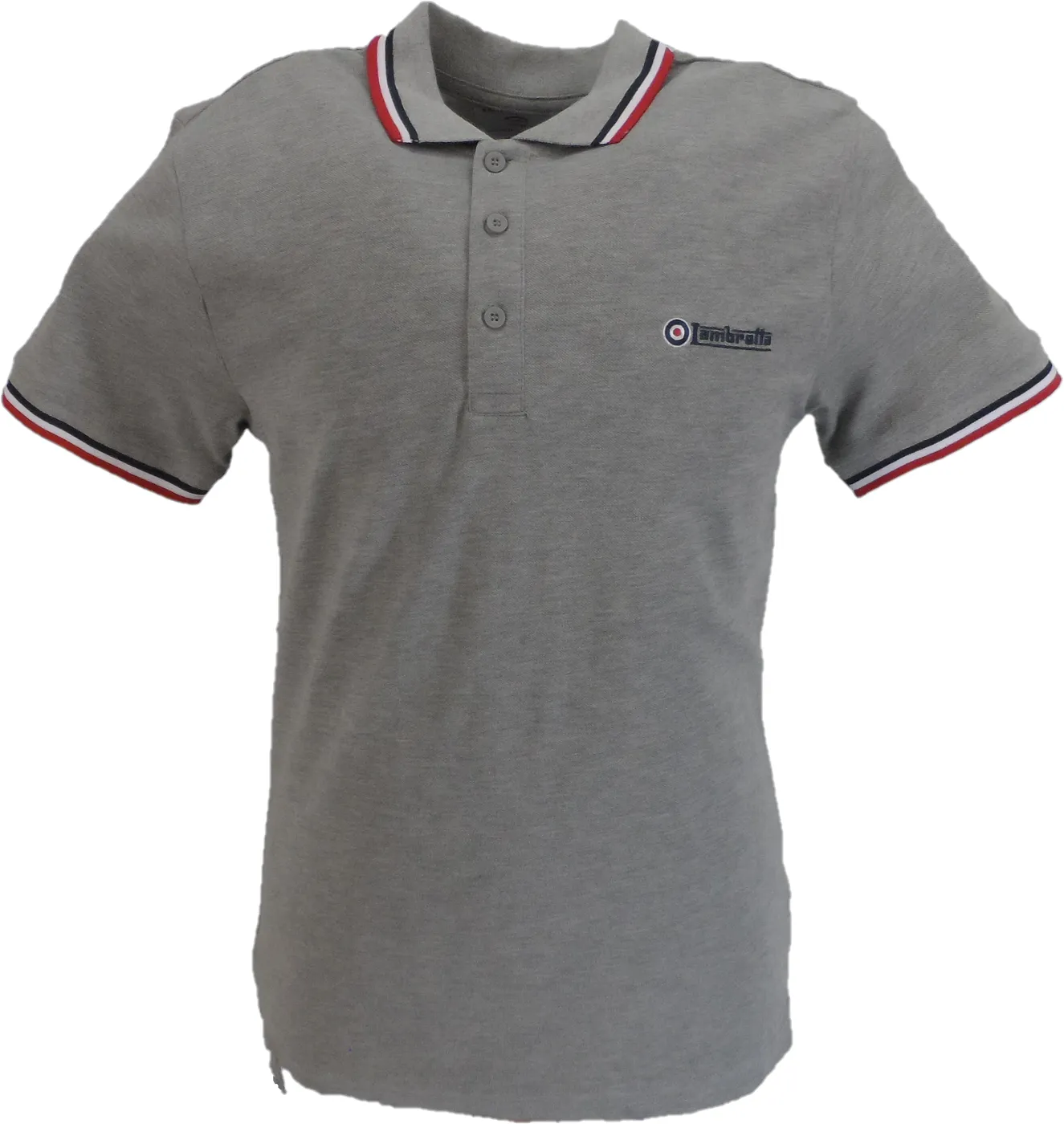 Lambretta Grey Marl Retro 100% Cotton Polo Shirt