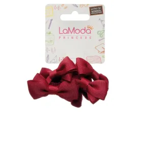 LaModa Princess Back to School Bow Ponytailers Burgundy Plain 6Pk