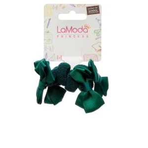 LaModa Princess Back to School Bow Ponytailers Green Plain 6Pk
