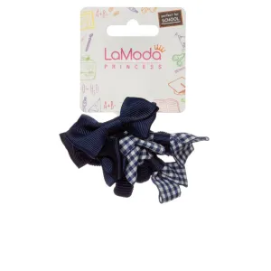 LaModa Princess Back to School Bow Ponytailers Navy Gingham 6Pk