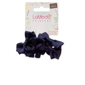 LaModa Princess Back to School Bow Ponytailers Navy Plain 6Pk