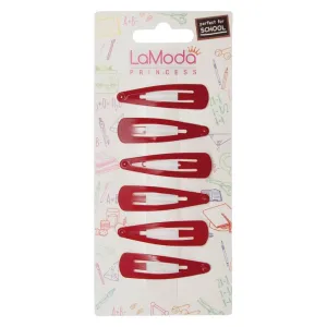 LaModa Princess Back to School Girls Clips Red Plain 6Pk