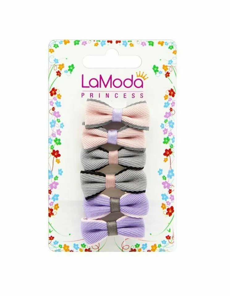 LaModa Princess Girls Clips with Bow 6Pk