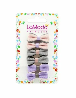 LaModa Princess Girls Clips with Bow 6Pk