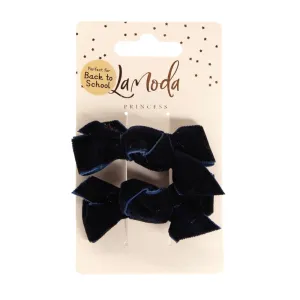 LaModa Princess Velvet Bow Set Bowclips Navy 2Pk
