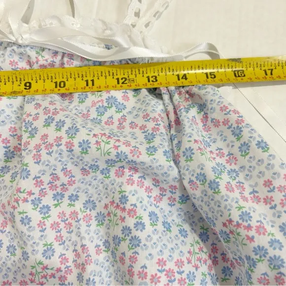 Lanz of Salzburg Tank Nightgown Size Small Floral Eyelet Lace Straps Made in USA