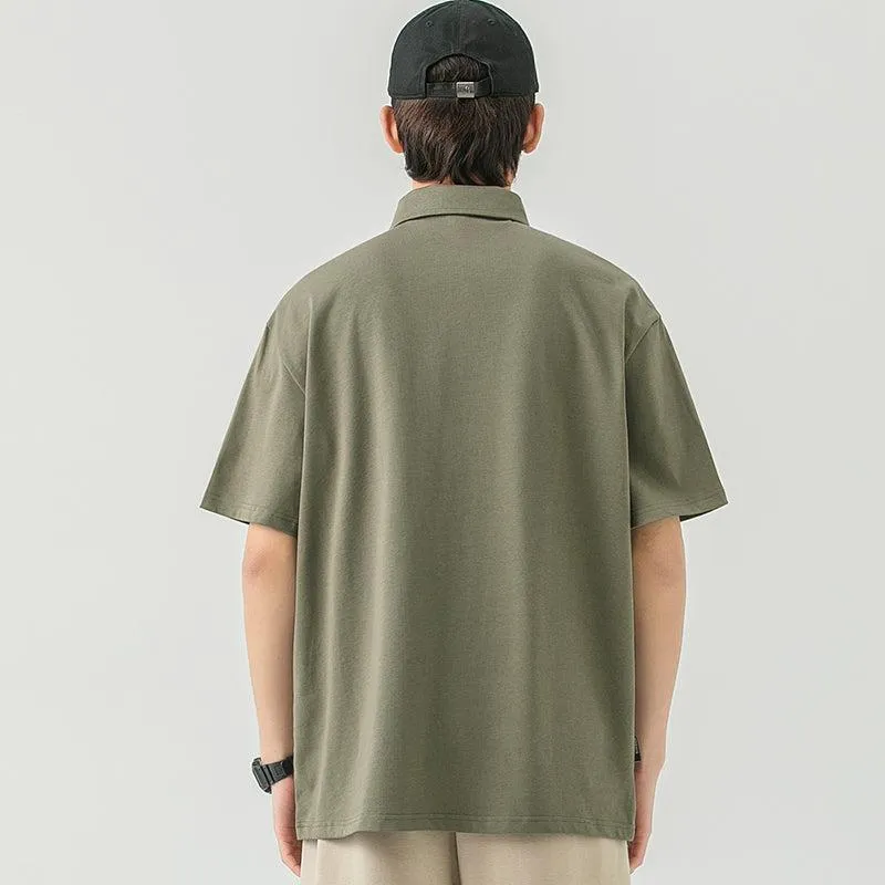 Lapel Cotton Polo Letter T-Shirt