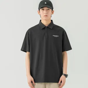 Lapel Cotton Polo Letter T-Shirt