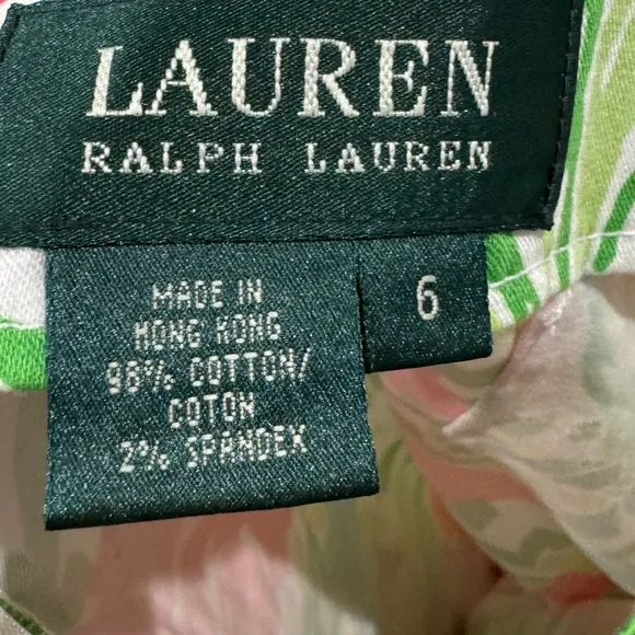Lauren Ralph Lauren Floral White Cotton Blend Mini A Line Pencil Skirt Size 6