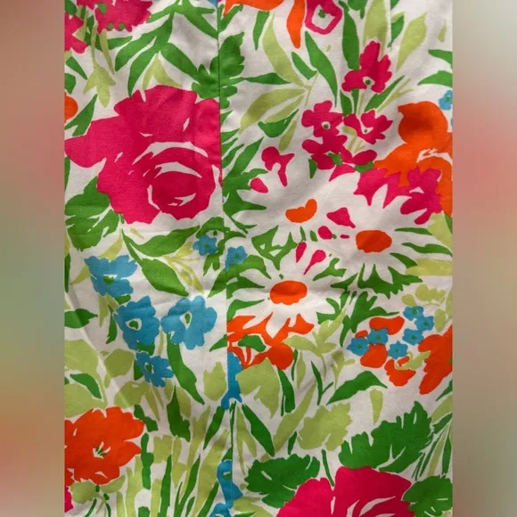 Lauren Ralph Lauren Floral White Cotton Blend Mini A Line Pencil Skirt Size 6