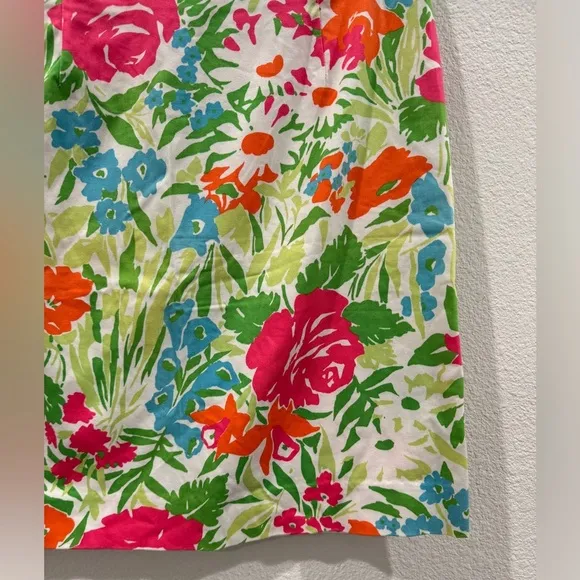 Lauren Ralph Lauren Floral White Cotton Blend Mini A Line Pencil Skirt Size 6