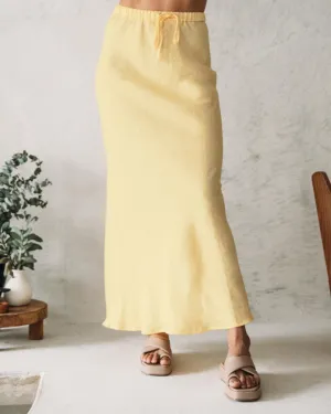 LEMON LINEN MAXI SKIRT