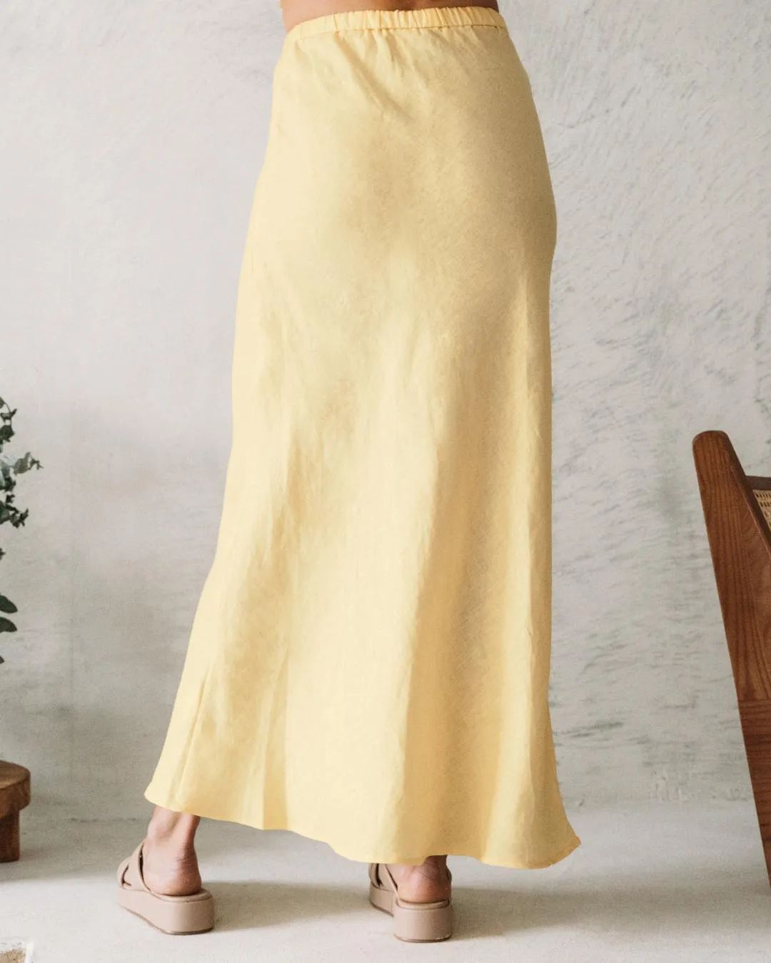 LEMON LINEN MAXI SKIRT