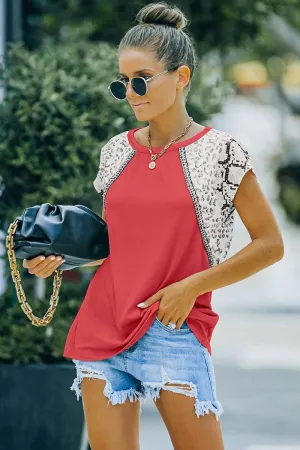 Leopard Print Color Block Top
